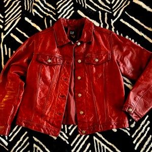 GAP Red Leather Jacket size L